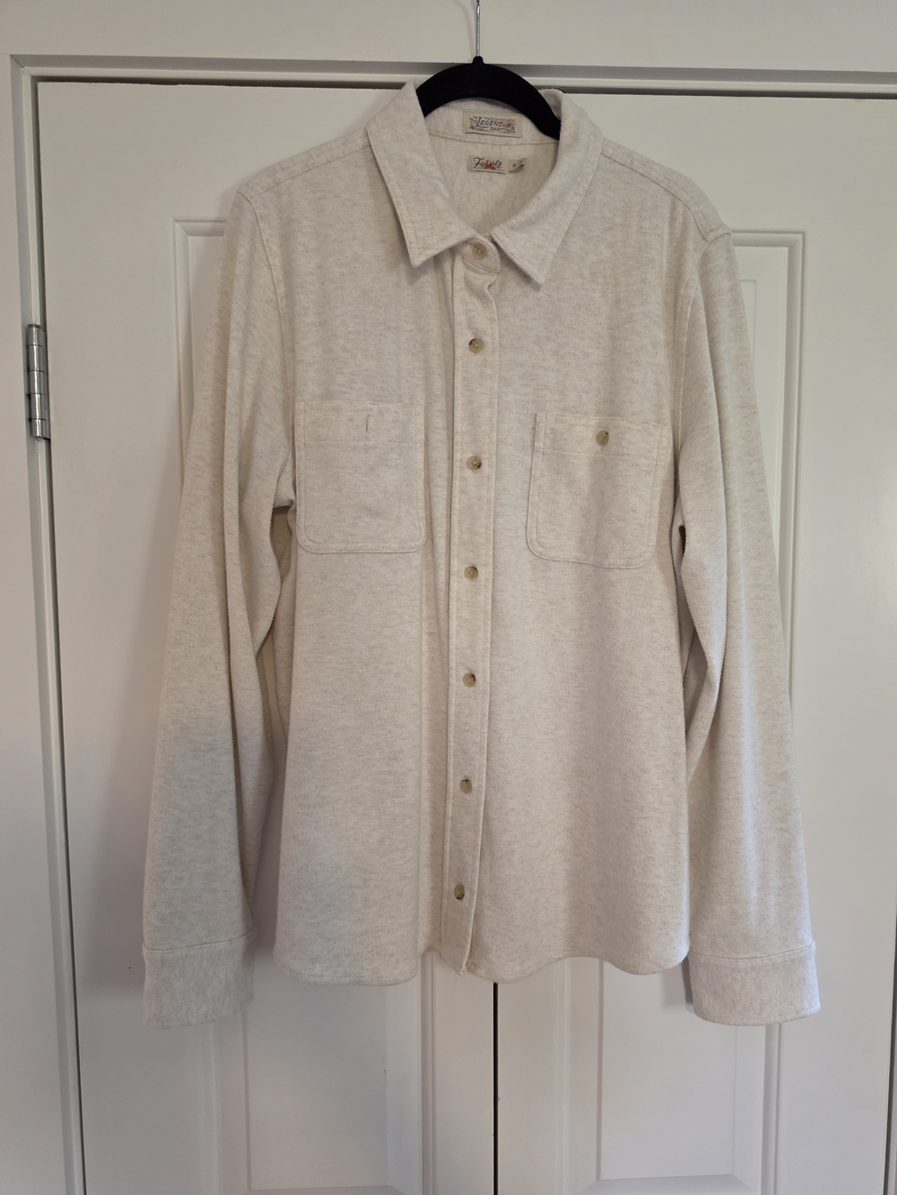 Faherty Cream Button-Front Shirt Jacket